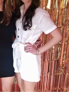 White Button-Up Romper